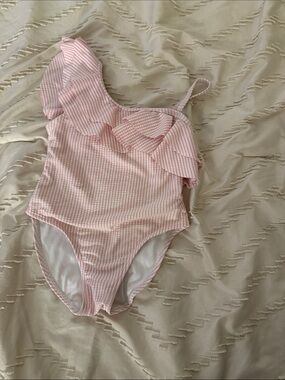 Pink One-Shoulder Ruffle One-Piece Swimsuit